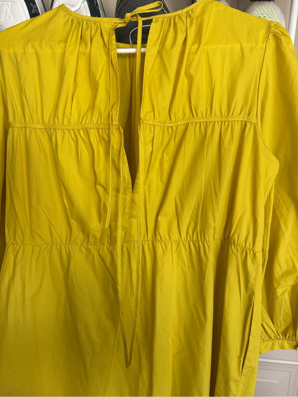 Who What Wear Sunny Yellow Long Sleeve Tiered Dress